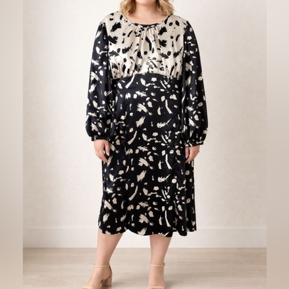 Chi Chi London Adelina Satin Midi Black White Monochrome Wedding Guest Dress